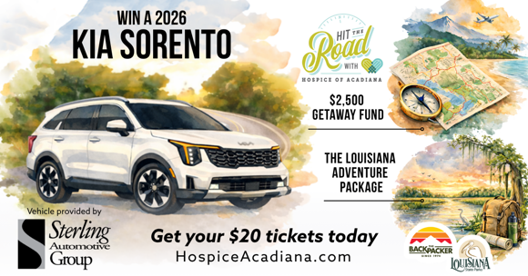 Hit the Road with Hospice of Acadiana Raffle